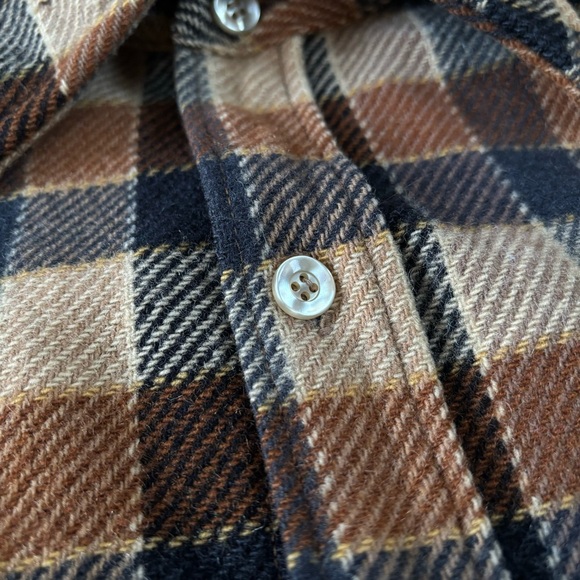 Vintage 70s Pendleton Board Shirt Jacket HEAVY WOOL Plaid Brown Medium USA Made* - Picture 8 of 9